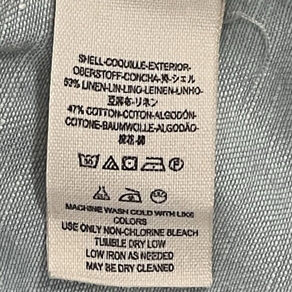 Free People Blue Linen Cotton Embroidered Stud Sleeve Light Jacket XS *stained - Picture 4 of 16